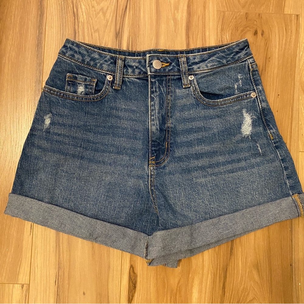 High Waisted Cuffed Denim Shorts